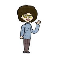 comic cartoon woman waving N89