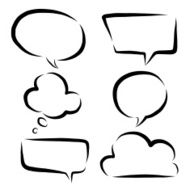 six style hand drawn speech bubbles and think bubble