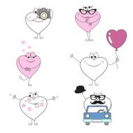 Vector sketch cartoon hearts set