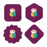 halloween owl flat icon with long shadow eps10 N6