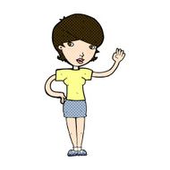 comic cartoon woman waving N90