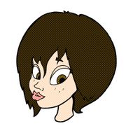 comic cartoon pretty female face pouting N3