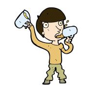 comic cartoon man drinking beer N3