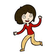comic cartoon happy waving girl N3