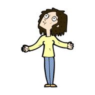 comic cartoon curious woman looking upwards N3