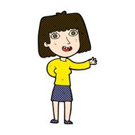 comic cartoon friendly woman waving N15