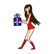 comic cartoon fashion girl with present N3