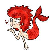 comic cartoon mermaid blowing a kiss N3