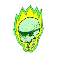 comic cartoon flaming pirate skull N3