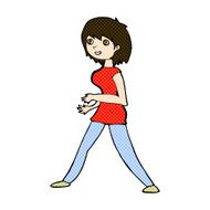 comic cartoon woman walking N3