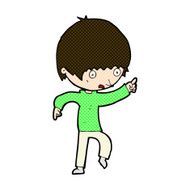 comic cartoon worried boy pointing N3