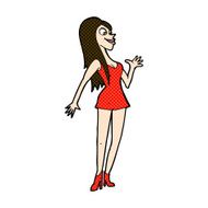 comic cartoon woman in pink dress N3