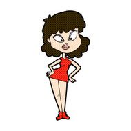 comic cartoon woman with hands on hips N57
