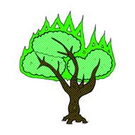 comic cartoon spooky burning tree