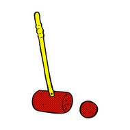comic cartoon croquet mallet and ball N3