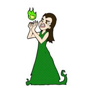 comic cartoon witch woman casting spell N3