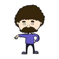 comic cartoon man with mustache making camp gesture N3