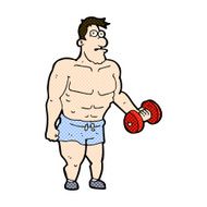 comic cartoon man lifting weights N2