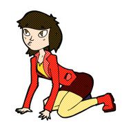 comic cartoon woman on hands and knees N3