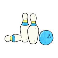 comic cartoon bowling ball and skittles N3