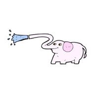 comic cartoon elephant squirting water N4