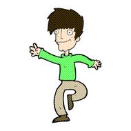 comic cartoon happy man dancing N9