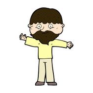 comic cartoon happy man with beard N12