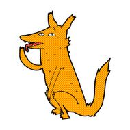 comic cartoon fox licking paw