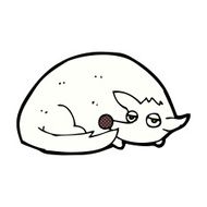 comic cartoon curled up dog N3
