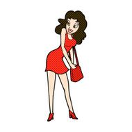 comic cartoon woman looking in handbag N3