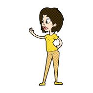 comic cartoon woman waving N91