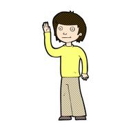 comic cartoon friendly boy waving N3