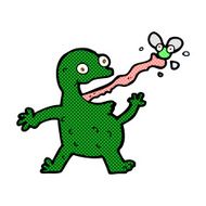 comic cartoon frog catching fly N4