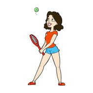 comic cartoon woman playing tennis N3