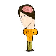 comic cartoon man with big brain N3