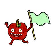 comic cartoon apple with flag N3