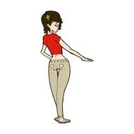 comic cartoon pretty girl in jeans and tee N3