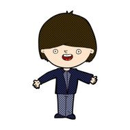 comic cartoon happy boy with open arms N5