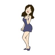 comic cartoon pretty woman in cocktail dress N3
