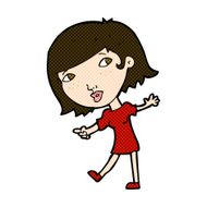 comic cartoon happy girl gesturing to follow N3