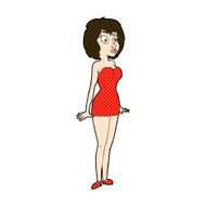 comic cartoon surprised woman in short dress N3