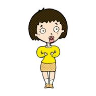 comic cartoon woman making Who Me? gesture N14