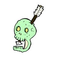 funny comic cartoon skull and arrow N3