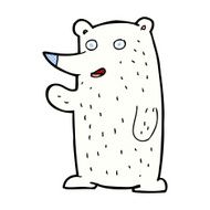 comic cartoon waving polar bear N5