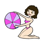 comic cartoon bikini girl with beach ball N3