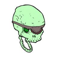 comic cartoon spooky skull with eye patch N3