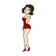 comic cartoon attractive woman in short dress N3