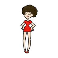 comic cartoon happy woman with hands on hips N6