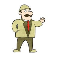 comic cartoon sensible business man in bowler hat N3