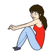 comic cartoon happy woman sitting N4